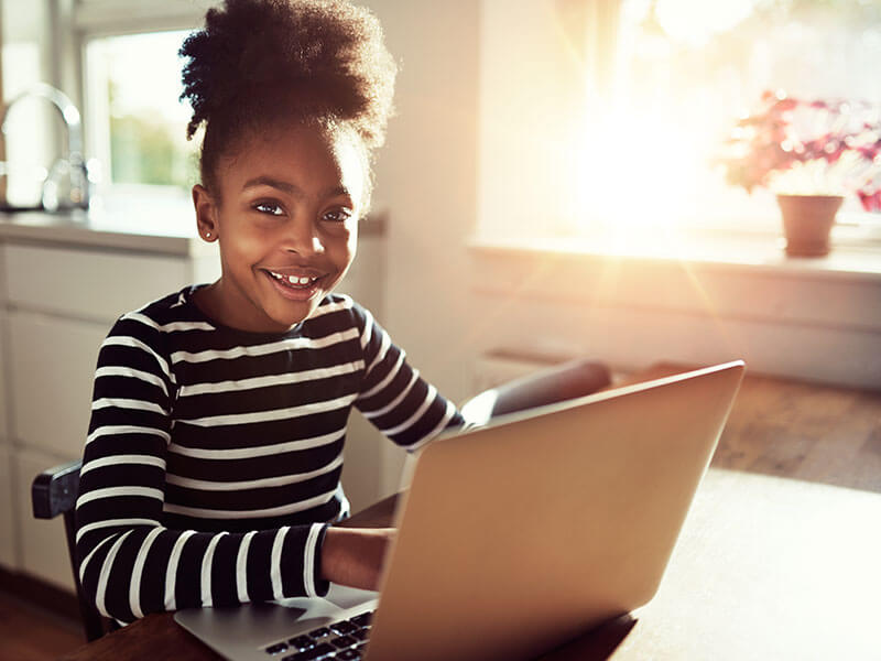 Girl using laptop